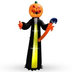 Costway 10FT Halloween Inflatable Pumpkin Ghosts w/ Built-in LEDs