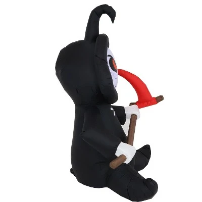 Sunnydaze Decor Sunnydaze 60" Self-Inflatable Holiday Grim Reaper with Scythe Outdoor Halloween Lawn Decoration with LED Lights - Image 8