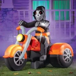 Collections Etc. Collections Etc Inflatable Biker Skeleton Halloween Yard Decoration 58 X 34.5 X 48