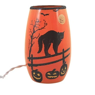 Stony Creek 5.0" Halloween Pre-Lit Small Vase. Witch Cat Haunted Moon - Novelty Sculpture Lights - Image 3