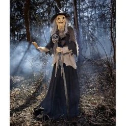 Halloween Express Lunging Witch With Digital Eyes Halloween Decoration - Size 72 in - Black