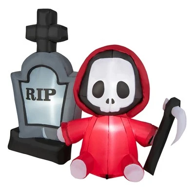 Costway 5ft Inflatable Halloween Ghost Holding Sickle & Tombstone Blow up Yard Decor - Image 9