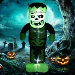 HOMCOM 8FT Halloween Inflatable Skeleton Frankenstein, Outdoor Yard Blow Up Decorations with LED Lights