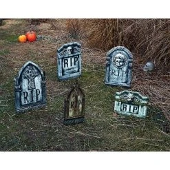 Fun World Photo-Realistic Tombstone 5 Piece Set Halloween Decorations - 22 in x 18 in - Multicolored