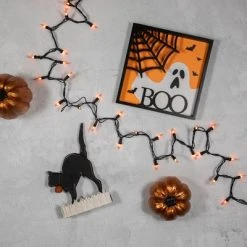 Northlight 100-Count Orange Mini Halloween Light Set, 20ft Black Wire
