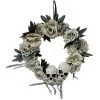Sunstar Industries Sunstar Wreath With Skull & Roses Halloween Decoration - 15 in - Gray
