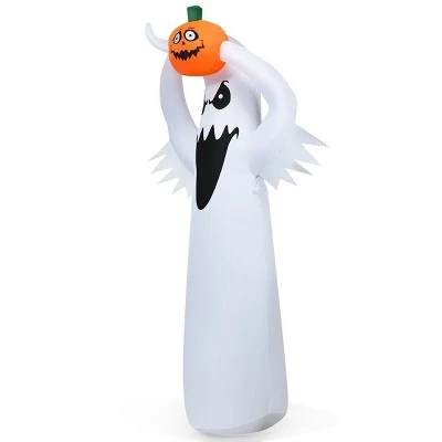 Tangkula Halloween Decoration 6FT Inflatable Blow Up Ghost With Pumpkin LED Lights Yard - Image 2