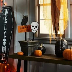 Hyde & EEK! Boutique Falloween Large Black Sheltered Porch Pumpkin Halloween Decorative Sculpture - Hyde & EEK! Boutique™