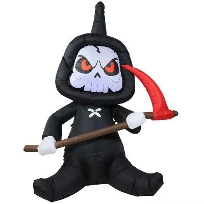 Sunnydaze Decor Sunnydaze 60" Self-Inflatable Holiday Grim Reaper with Scythe Outdoor Halloween Lawn Decoration with LED Lights - Image 7