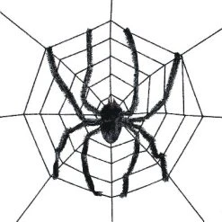 Sunstar Industries Sunstar Spider Web with Spider Halloween Decoration - 8 ft - Black