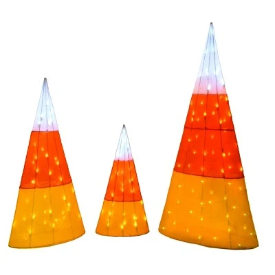 National Tree Company 3-Piece Pre-Lit Candy Corn Cones - Image 3