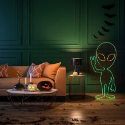 National Tree Company 40" Halloween Neon Style Alien Decoration