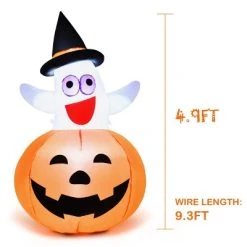 Tangkula Halloween Decoration Inflatable Ghost in Pumpkin Halloween Ghost Pumpkin lantern