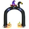 Costway 9FT Halloween Inflatable Cat Archway Blow-up Doorway Decoration with Wizard Cat & Pumpkins Bright LED Lights