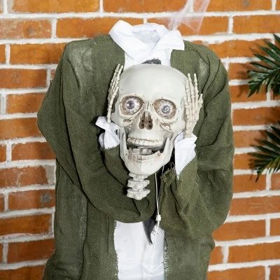 Outsunny 57" Life Size Outdoor Halloween Decorations Hanging Talking Skeleton Ghost, Animated Prop with Sound and Motion Activated, Light Up Eyes - Image 4