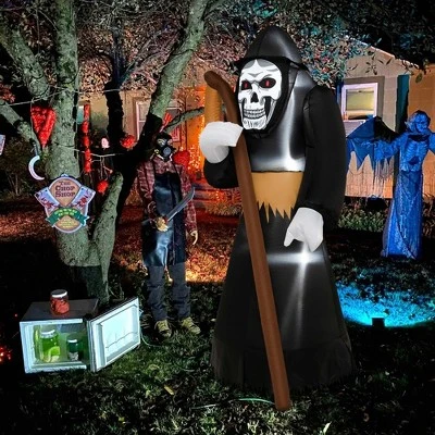 Costway 8 FT Halloween Inflatable Grim Reaper Ghost Blow-up Decoration with 3 LED Lights - Image 9