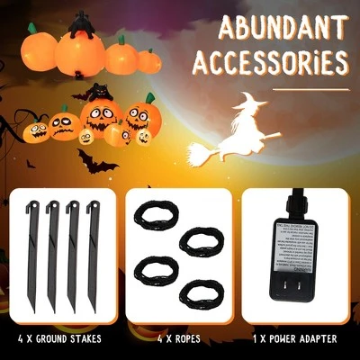 Costway 9.5 FT Long Inflatable Pumpkin Combo w/ Black Cat, Built-in LED Lights - Image 7