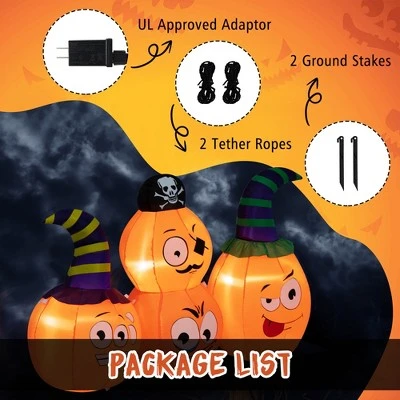 Costway 5 FT Long Halloween Inflatable Decoration 4 Pumpkin Lanterns Combo with Pirate - Image 7