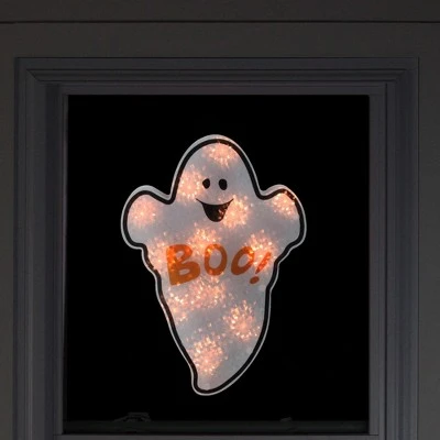 Northlight 12" Lighted Holographic Ghost Halloween Window Silhouette Decoration - Image 2
