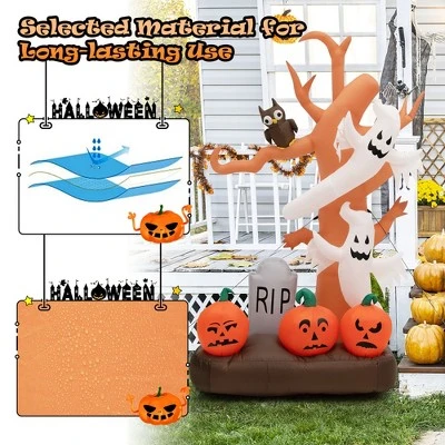 Costway 8ft Inflatable Halloween Haunted Tree w/ Ghosts & Pumpkins Dead Tree w/LED Lights for Yard - Image 4