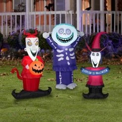 Gemmy Combo Pack Airbown Halloween Lock Shock and Barrel Disney , 4 ft Tall, Multicolored