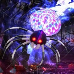 Costway 3.5 FT Wall Halloween Inflatable Spider Holiday Decor with Multi-Color Lights