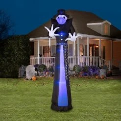 Gemmy Lightshow Airblown Inflatable ShortCircuit Victorian Reaper Giant (Black Light) , 12 ft Tall, Black