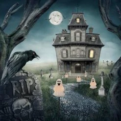 Northlight Set of 5 Ghost Shaped Halloween Pathway Markers - 3.75ft Black Wire