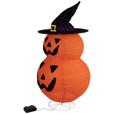 Northlight 34" Spooky Town Jack-O-Lanterns in Witch's Hat Outdoor Halloween Decoration - Image 2