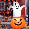 Tangkula Halloween Decoration 6 FT Blow-up Inflatable Ghost in Pumpkin W/ LED Bulbs Yard