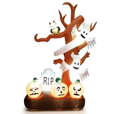 Costway 8ft Inflatable Halloween Haunted Tree w/ Ghosts & Pumpkins Dead Tree w/LED Lights for Yard - Image 9