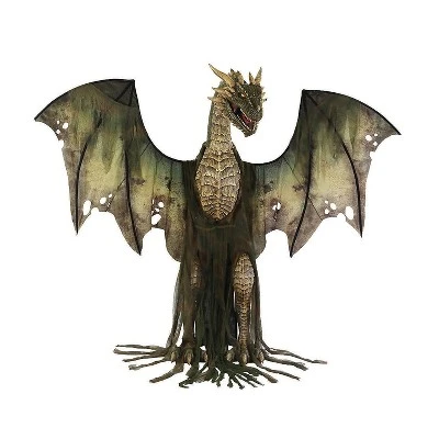 Halloween Express Animated Dark Forest Dragon Halloween Decoration - Size 7 ft - Brown