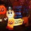 Tangkula 5.5 FT Long Halloween Inflatable Decoration Blow Up Dachshund Wiener Dog w/ Pirate Hat & Pumpkin Built-in LED Lights