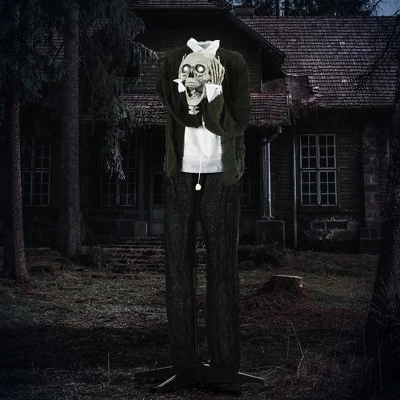 Outsunny 57" Life Size Outdoor Halloween Decorations Hanging Talking Skeleton Ghost, Animated Prop with Sound and Motion Activated, Light Up Eyes - Image 2