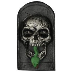 Magic Power Light-Up Skull Doorbell Halloween Decoration - 9 in x 5 in - White