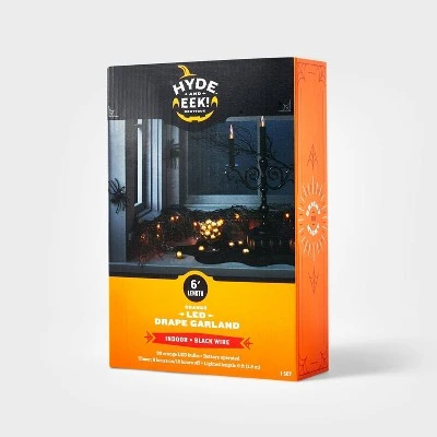 Hyde & EEK! Boutique 6' LED Black Glitter Garland Orange Halloween String Lights with Timer - Hyde & EEK! Boutique™ - Image 2