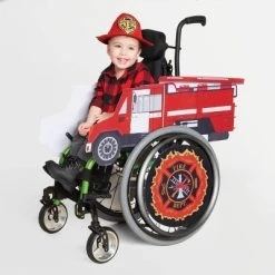 Kids' Adaptive Fire Truck Halloween Costume Wheelchair Cover with Helmet - Hyde & EEK! Boutique™ Multicolor