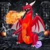 Costway 8 FT Halloween Inflatable Red Dragon with Wings & Skull Holiday Decoration Light