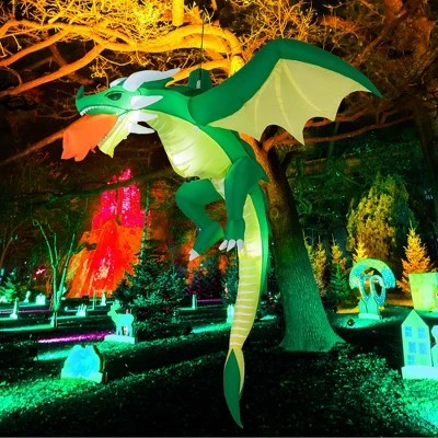 Costway 5 FT Hanging Halloween Inflatable Fire-breathing Dragon Flying Decoration Yard