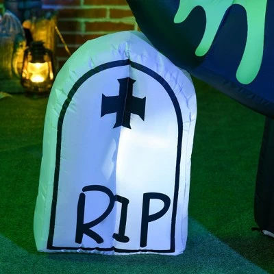 HOMCOM 8FT Halloween Inflatables Skeleton Dinosaur with Witch, Pumpkin, Outdoor Decorations with LED Lights - Image 5