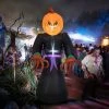 Costway 6.5 FT Inflatable Halloween Warlock with Pumpkin Head Blow-up Pumpkin Reaper