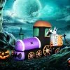 HOMCOM Inflatable Halloween Skeleton Ride Train with Ghost, Tombstone and Pumpkins, Blow-Up LED Display Indoor Outdoor for Garden, Lawn, Party