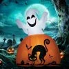 HOMCOM 5ft Halloween Inflatable Ghost with Pumpkin Base, Halloween Decorations with LED Lights for Garden, Indoor, Outdoor