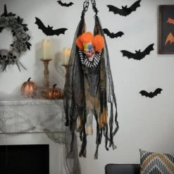 Northlight 46" Animated Clown with LED Eyes Hanging Halloween Decoration