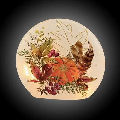 Stony Creek 6.0" Fall Foliage Smal Round Orb Glass Pumpkin Leaves Light - Novelty Sculpture Lights - Image 2