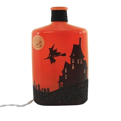 Stony Creek 8.0" Halloween Pre-Lit Glass Bottle Moon Witch Bats - Novelty Sculpture Lights - Image 4