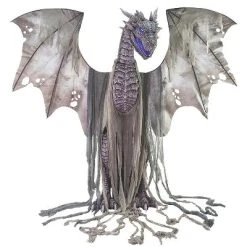 Halloween Express Animated Winter Dragon Halloween Decoration - Size 7 ft - Gray
