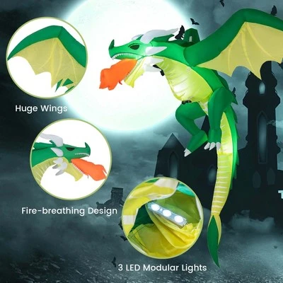 Costway 5 FT Hanging Halloween Inflatable Fire-breathing Dragon Flying Decoration Yard - Image 4