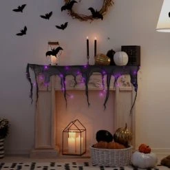 Northlight 4' x 2' Pre-Lit Purple LED Halloween Gauze Drape Lights