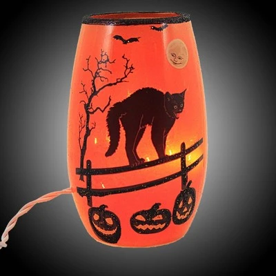 Stony Creek 5.0" Halloween Pre-Lit Small Vase. Witch Cat Haunted Moon - Novelty Sculpture Lights - Image 2